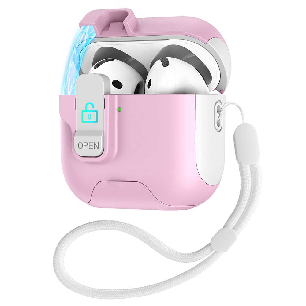 Splicing Color Earphone Cover For Apple AirPods with Wireless Charging Case (2019) / AirPods with Charging Case (2019) / (2016) - White / Pink