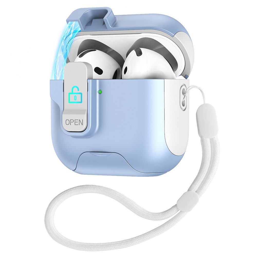 Splicing Color Earphone Cover For Apple AirPods with Wireless Charging Case (2019) / AirPods with Charging Case (2019) / (2016) - White / Baby Blue
