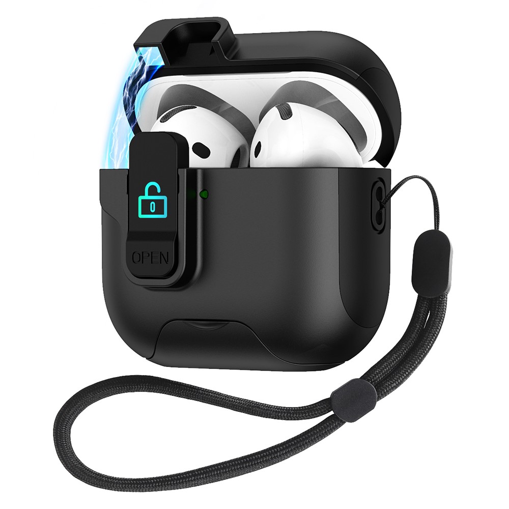 Splicing Color Earphone Cover For Apple AirPods with Wireless Charging Case (2019) / AirPods with Charging Case (2019) / (2016) - Black
