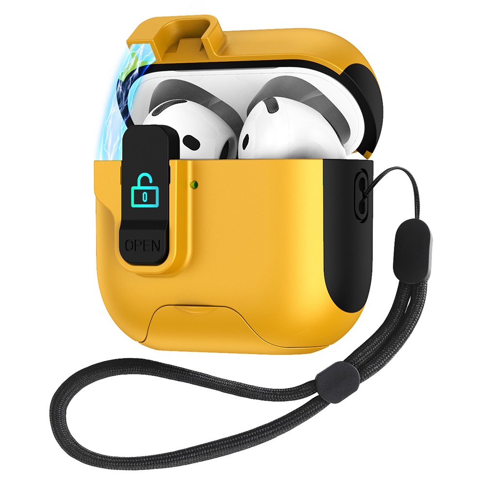 Splicing Color Earphone Cover For Apple AirPods with Wireless Charging Case (2019) / AirPods with Charging Case (2019) / (2016) - Yellow