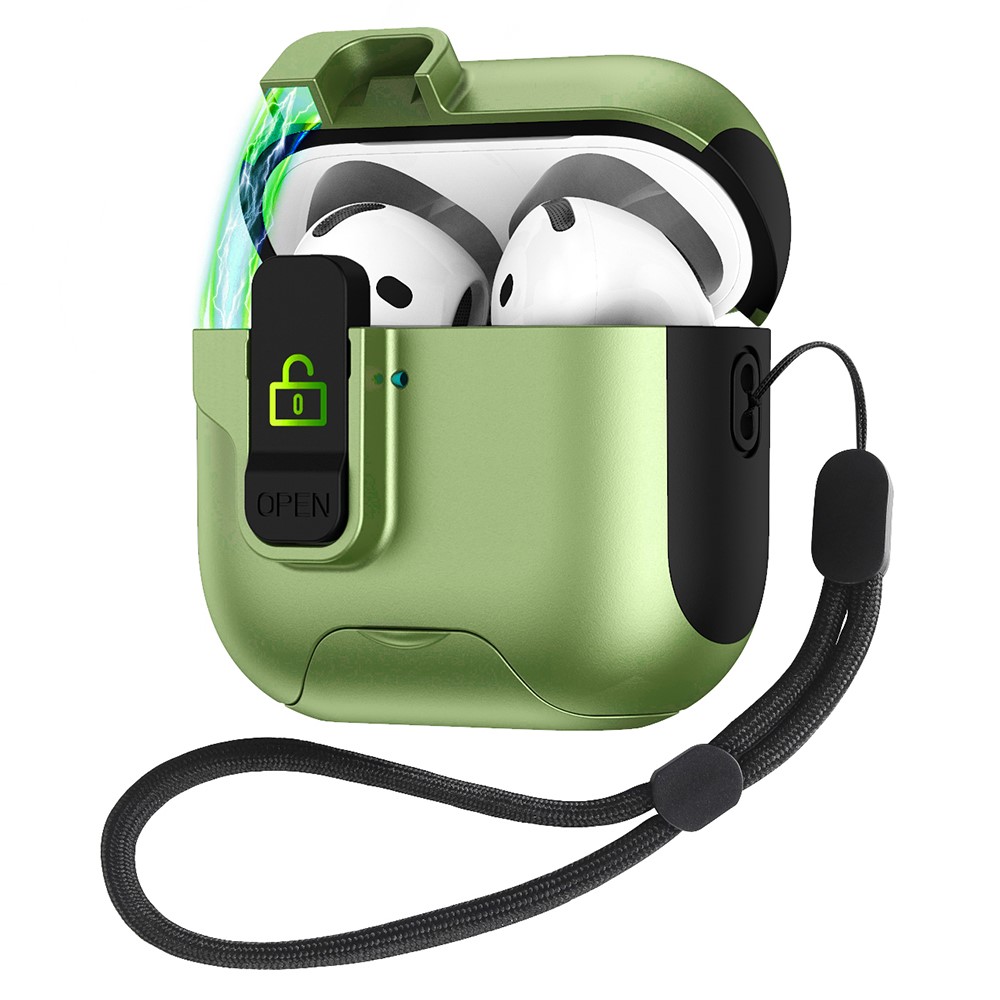 Splicing Color Earphone Cover For Apple AirPods with Wireless Charging Case (2019) / AirPods with Charging Case (2019) / (2016) - Army Green