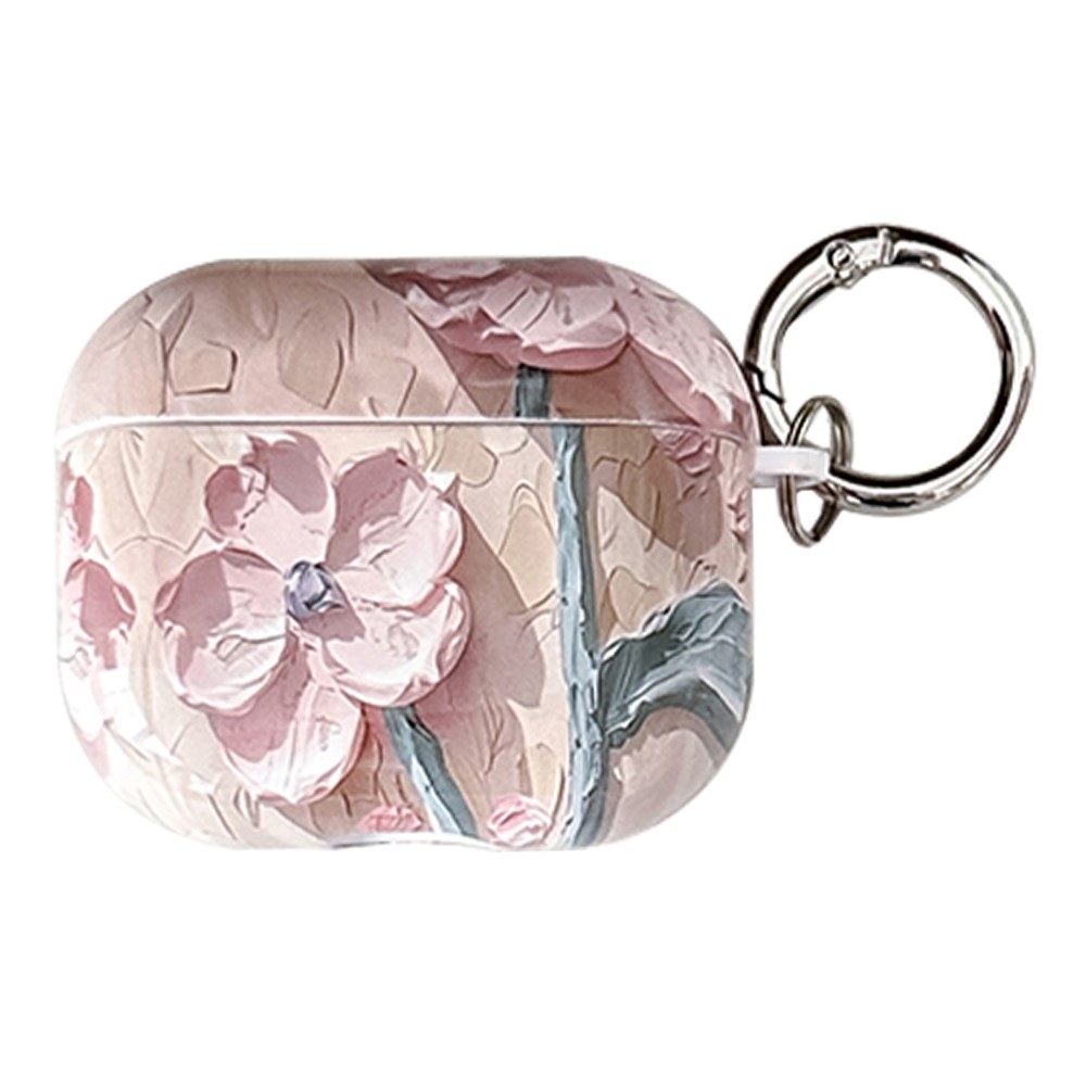 For Apple AirPods 3 TPU Case Oil Painting Design Water Transfer Decal Earphone Protective Cover with Carabiner - YH03