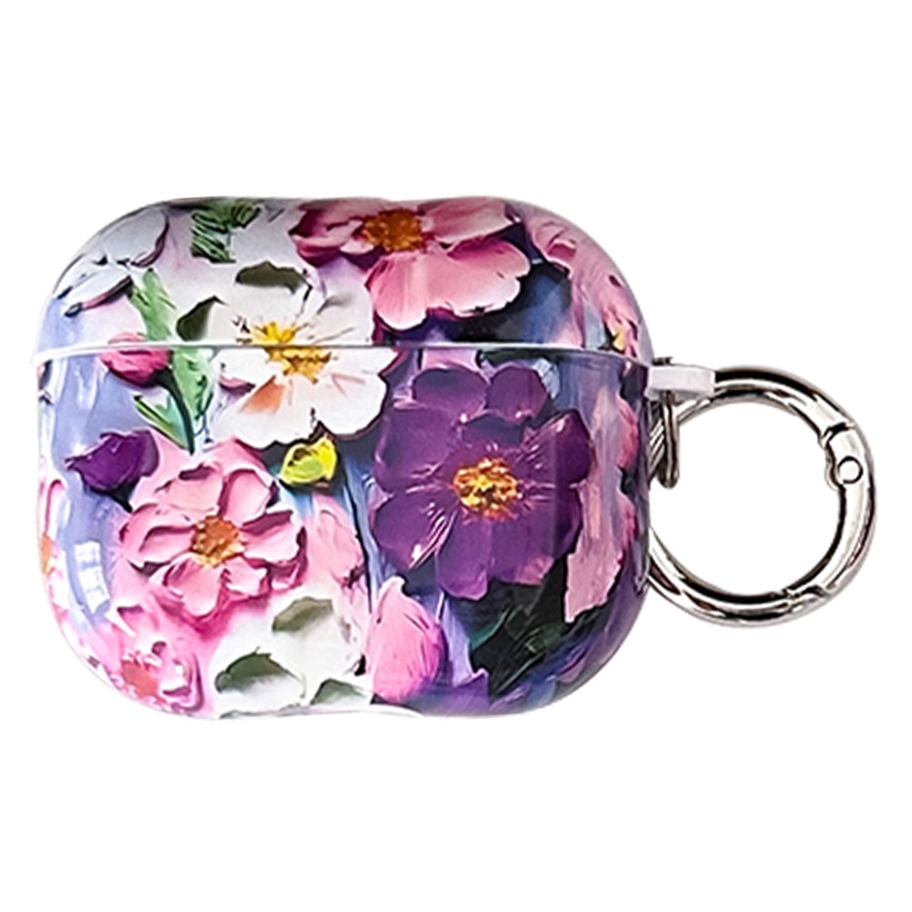 For Apple AirPods 3 TPU Case Oil Painting Design Water Transfer Decal Earphone Protective Cover with Carabiner - YH04