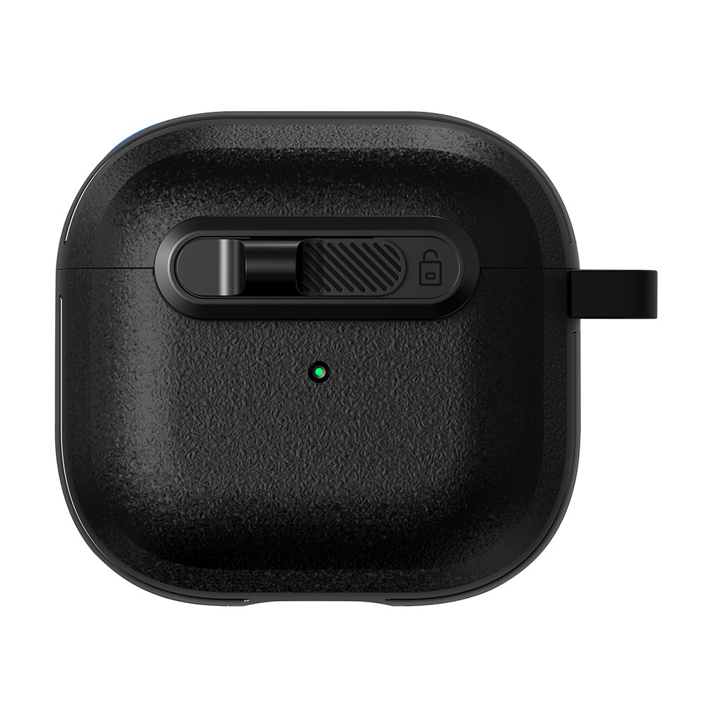 For Apple AirPods 3 Protective Case Lock Buckle Switch TPU + PC Wireless Earphones Cover with Carabiner - Black