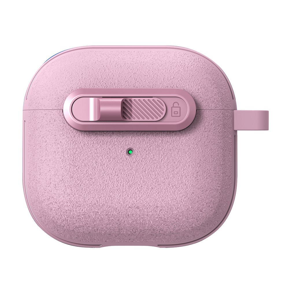 For Apple AirPods 3 Protective Case Lock Buckle Switch TPU + PC Wireless Earphones Cover with Carabiner - Pink
