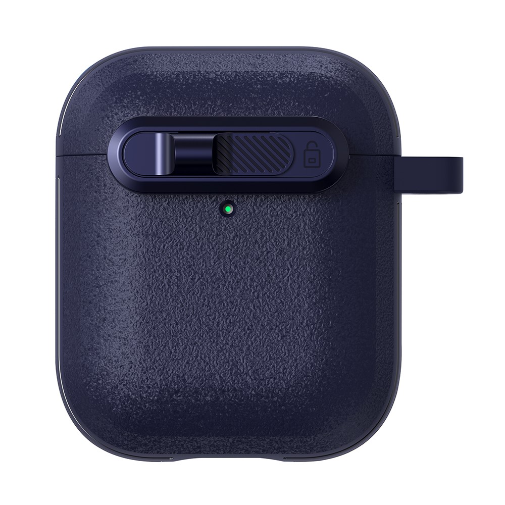 For Apple AirPods with Wireless Charging Case (2019)  /  AirPods with Charging Case (2019)  /  (2016) Earphones Cover with Carabiner - Dark Blue
