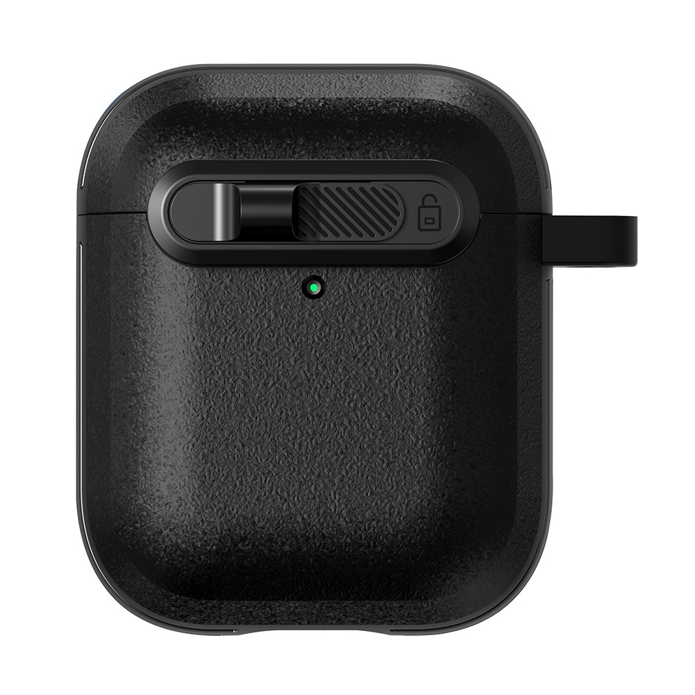 For Apple AirPods with Wireless Charging Case (2019) / AirPods with Charging Case (2019) / (2016) Earphones Cover with Carabiner - Black