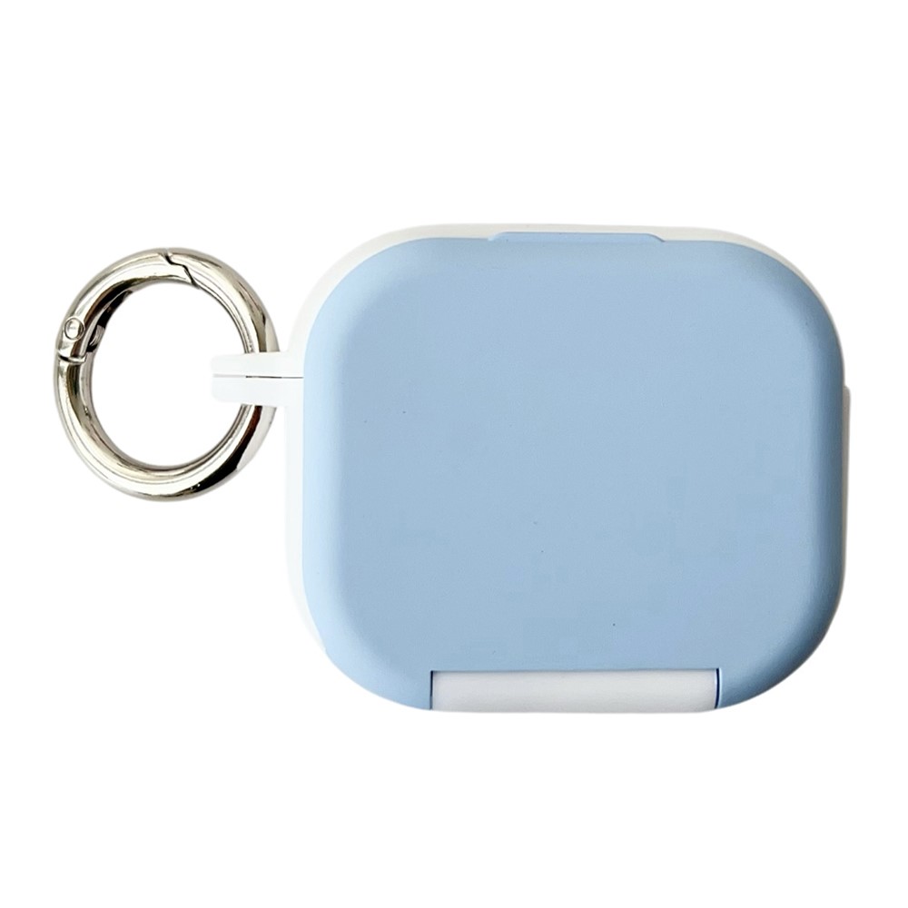 For Apple AirPods 3 Earphone Case TPU PC Shockproof Protective Cover with Mirror - White+Blue