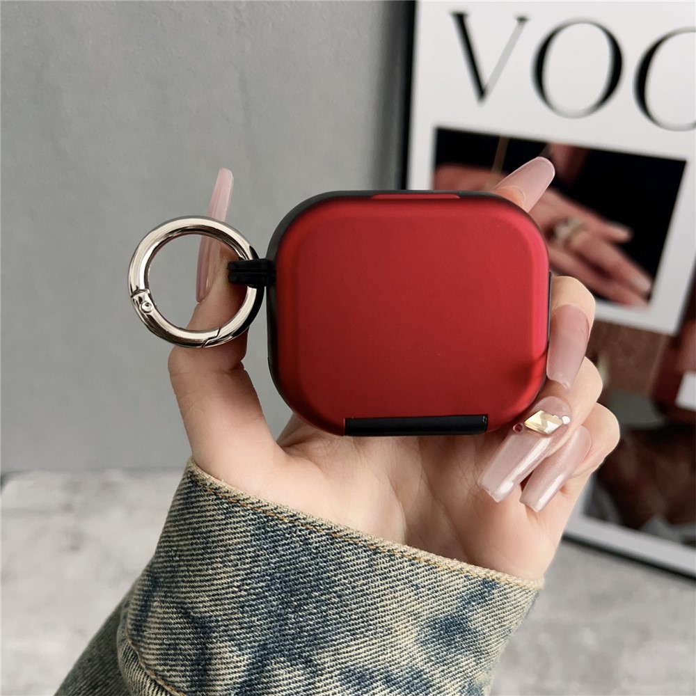 For Apple AirPods 3 Earphone Case TPU PC Shockproof Protective Cover with Mirror - Black+Red