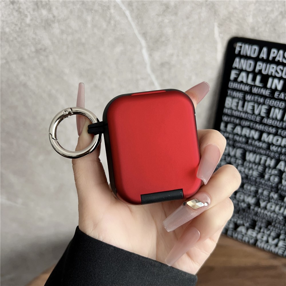 Earphone Case for Apple AirPods with Wireless Charging Case (2019) / AirPods with Charging Case (2019) / (2016) TPU PC Cover with Mirror - Black+Red