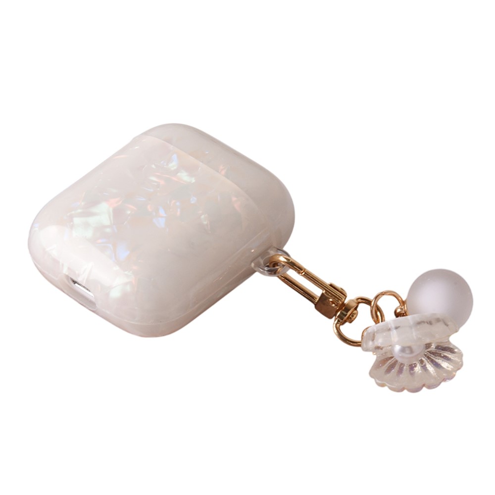 Earphones Case with Pearl Seashell Charm For Apple AirPods with Wireless Charging Case (2019) / AirPods with Charging Case (2019) / (2016) - Apricot