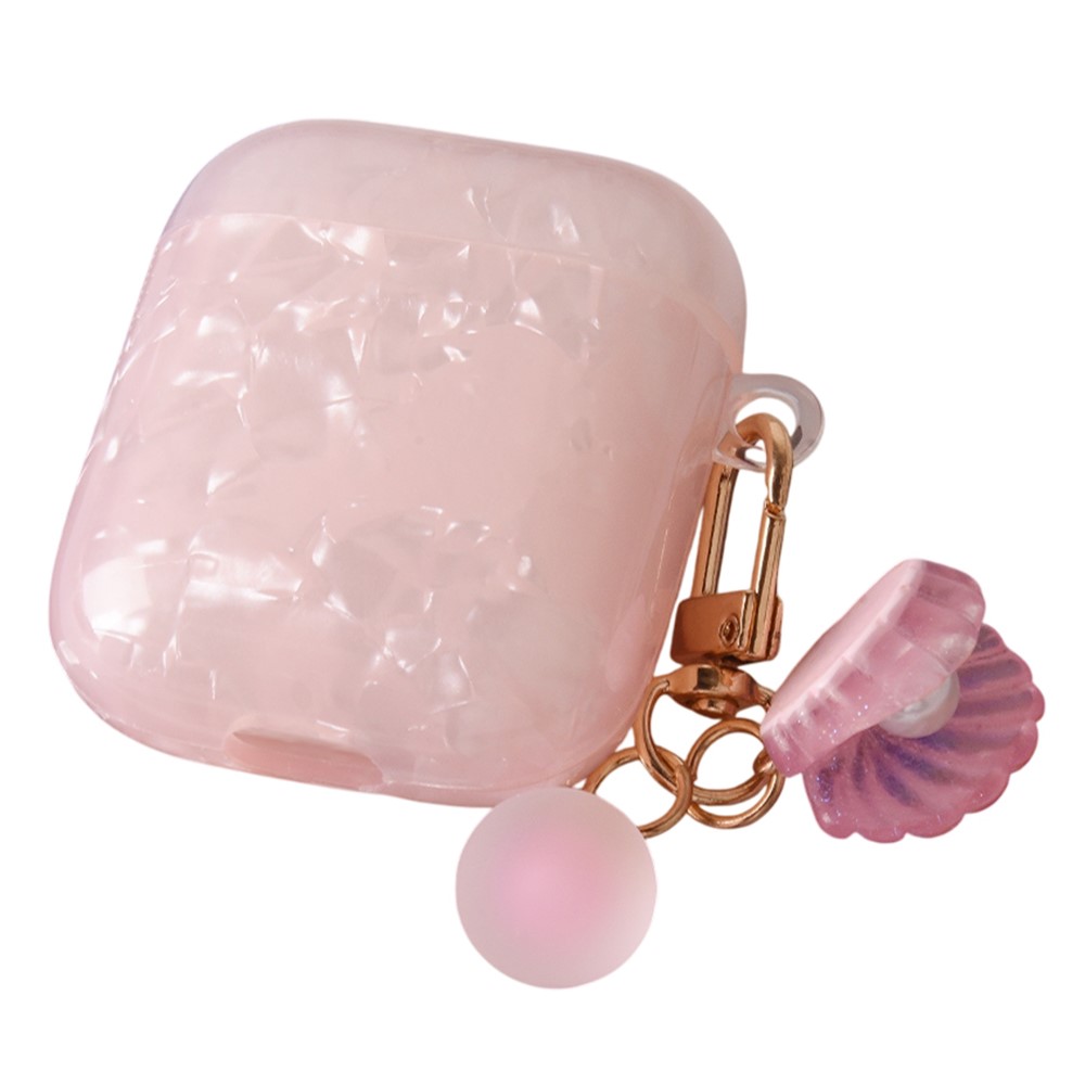 Earphones Case with Pearl Seashell Charm For Apple AirPods with Wireless Charging Case (2019) / AirPods with Charging Case (2019) / (2016) - Pink