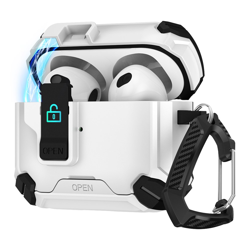 Magnetic Stand Earbuds Case For Apple AirPods with Wireless Charging Case (2019) / AirPods with Charging Case (2019) / (2016) - Black / White