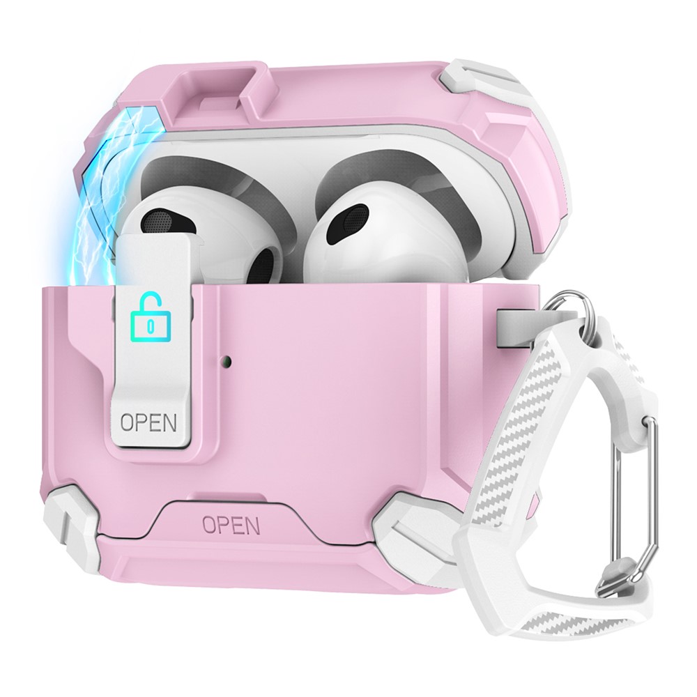 Magnetic Stand Earbuds Case For Apple AirPods with Wireless Charging Case (2019) / AirPods with Charging Case (2019) / (2016) - White / Pink