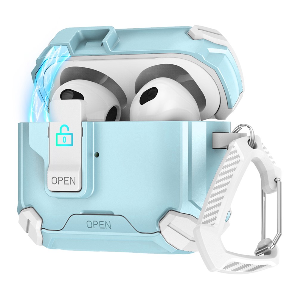 Magnetic Stand Earbuds Case For Apple AirPods with Wireless Charging Case (2019)  /  AirPods with Charging Case (2019)  /  (2016) - White  /  Baby Blue