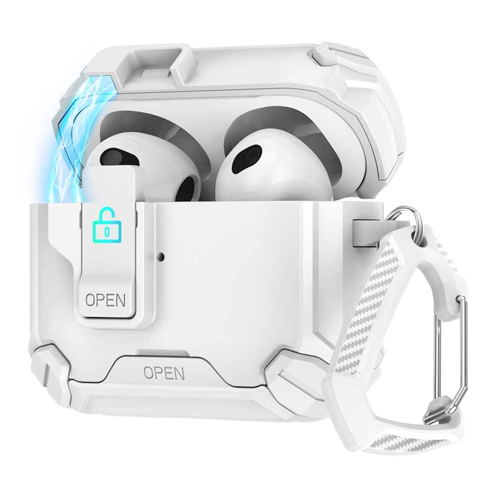 Magnetic Stand Earbuds Case For Apple AirPods with Wireless Charging Case (2019) / AirPods with Charging Case (2019) / (2016) - White