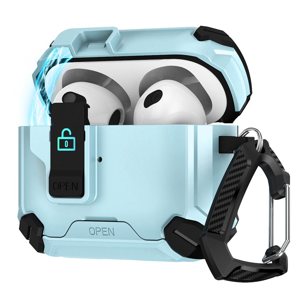 Magnetic Stand Earbuds Case For Apple AirPods with Wireless Charging Case (2019) / AirPods with Charging Case (2019) / (2016) - Black / Baby Blue