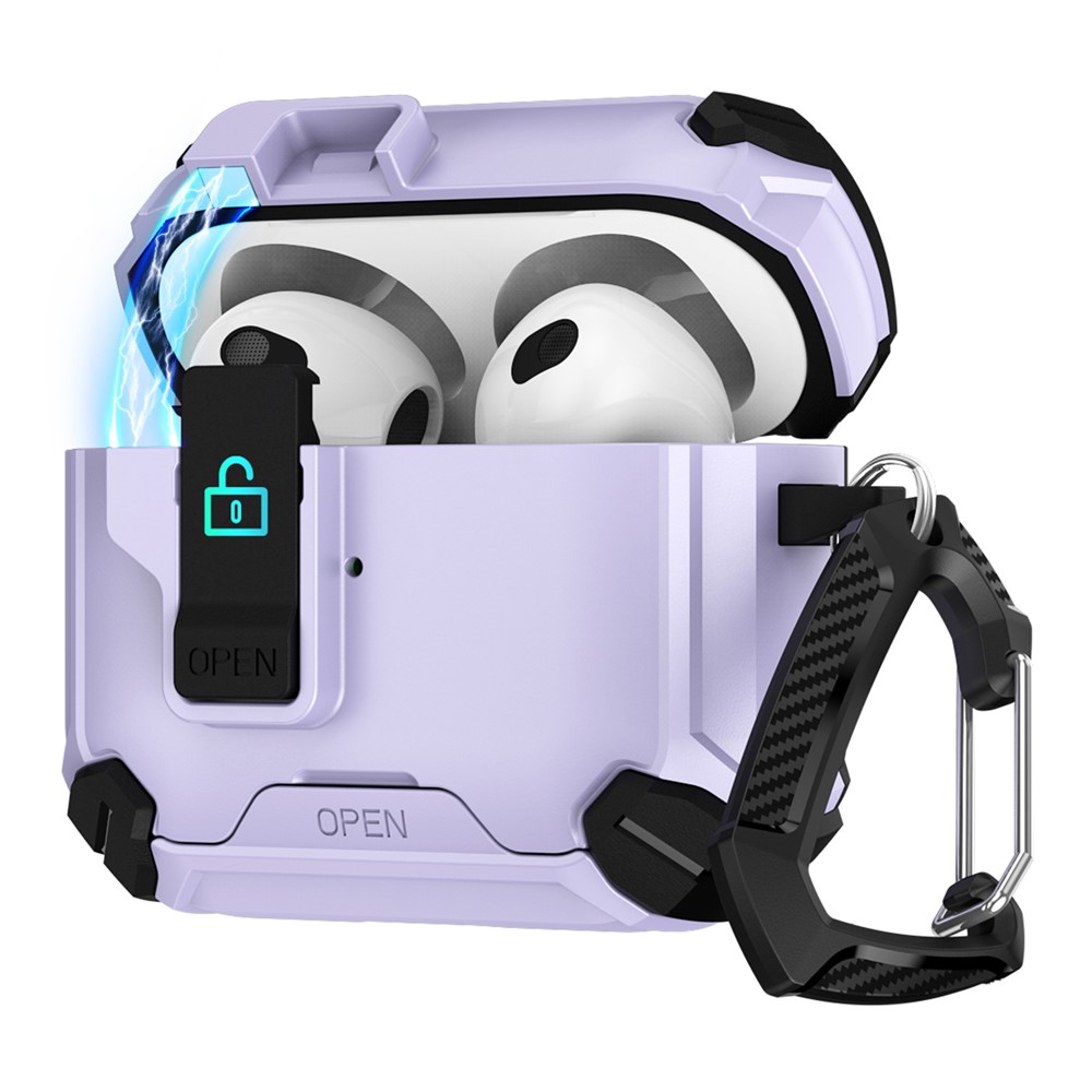 Magnetic Stand Earbuds Case For Apple AirPods with Wireless Charging Case (2019) / AirPods with Charging Case (2019) / (2016) - Black / Purple