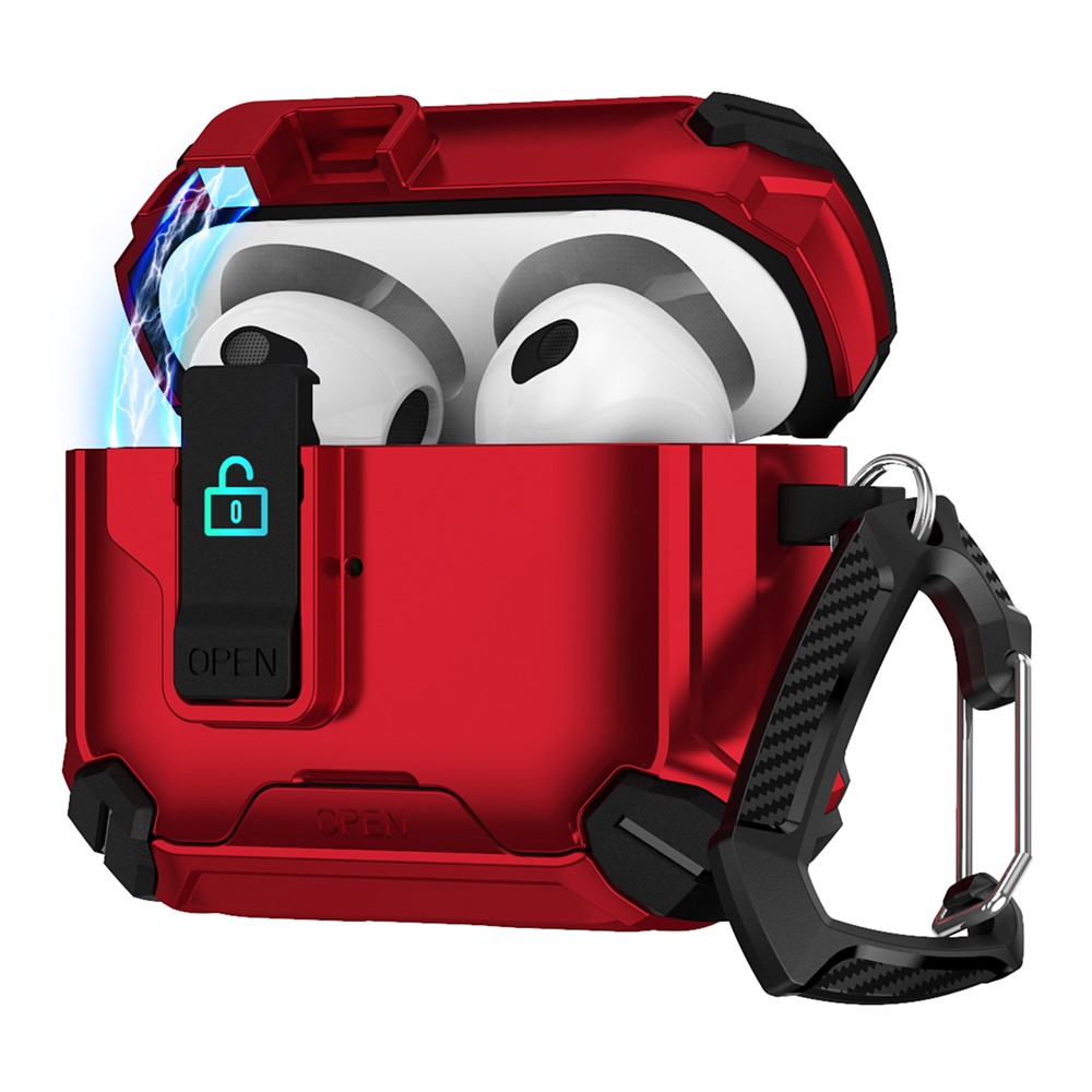 Magnetic Stand Earbuds Case For Apple AirPods with Wireless Charging Case (2019) / AirPods with Charging Case (2019) / (2016) - Black / Red
