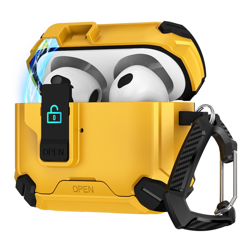 Magnetic Stand Earbuds Case For Apple AirPods with Wireless Charging Case (2019)  /  AirPods with Charging Case (2019)  /  (2016) - Black  /  Yellow