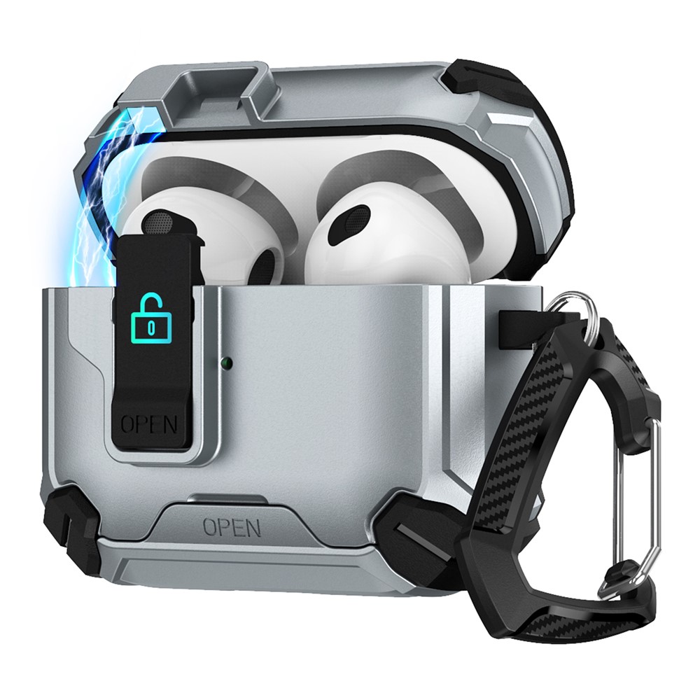 Magnetic Stand Earbuds Case For Apple AirPods with Wireless Charging Case (2019)  /  AirPods with Charging Case (2019)  /  (2016) - Black  /  Grey