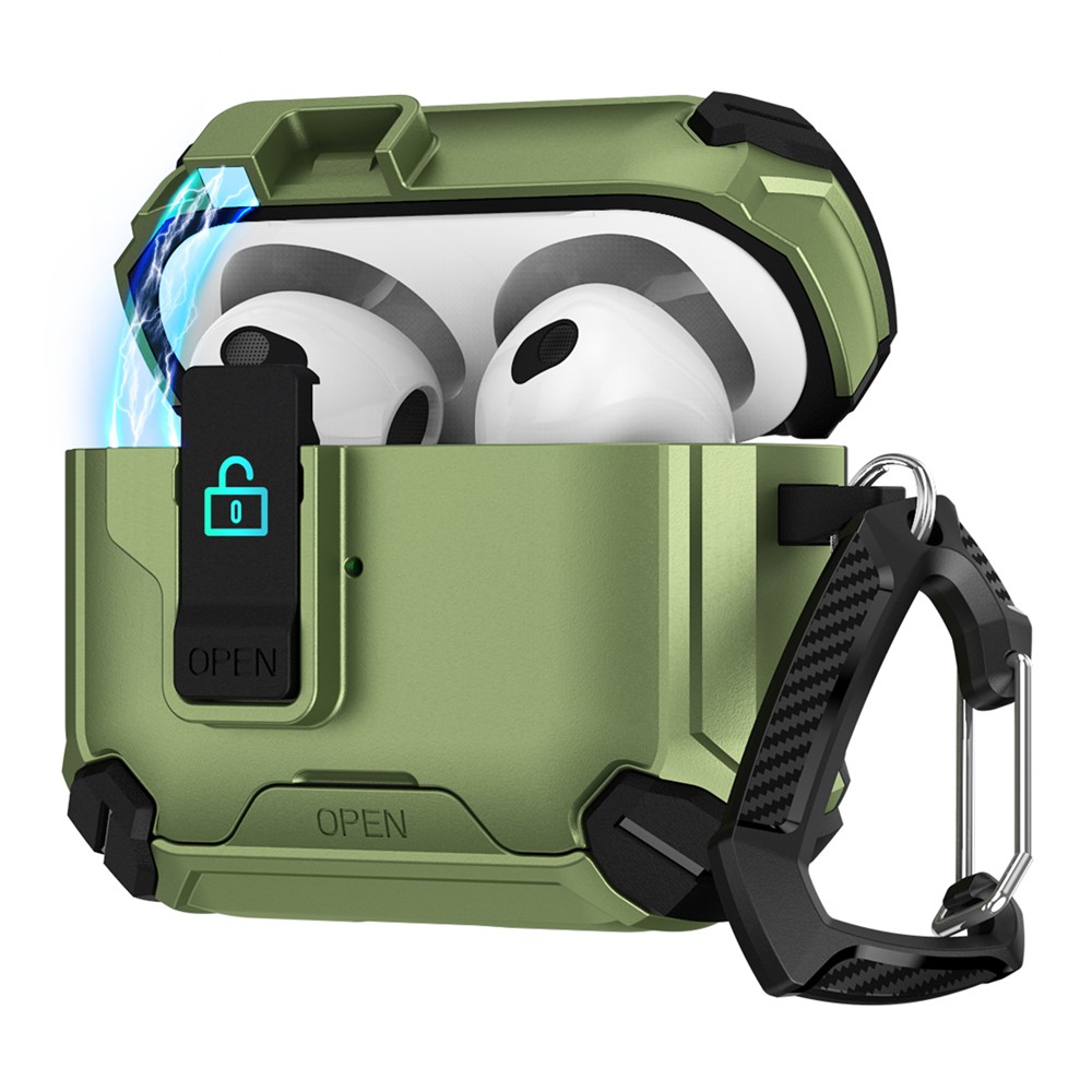 Magnetic Stand Earbuds Case For Apple AirPods with Wireless Charging Case (2019) / AirPods with Charging Case (2019) / (2016) - Black / Army Green