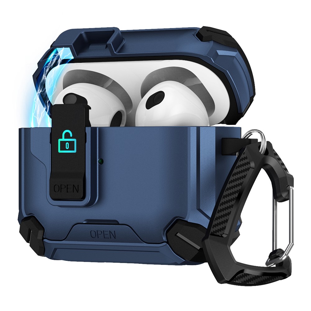 Magnetic Stand Earbuds Case For Apple AirPods with Wireless Charging Case (2019) / AirPods with Charging Case (2019) / (2016) - Black / Dark Blue
