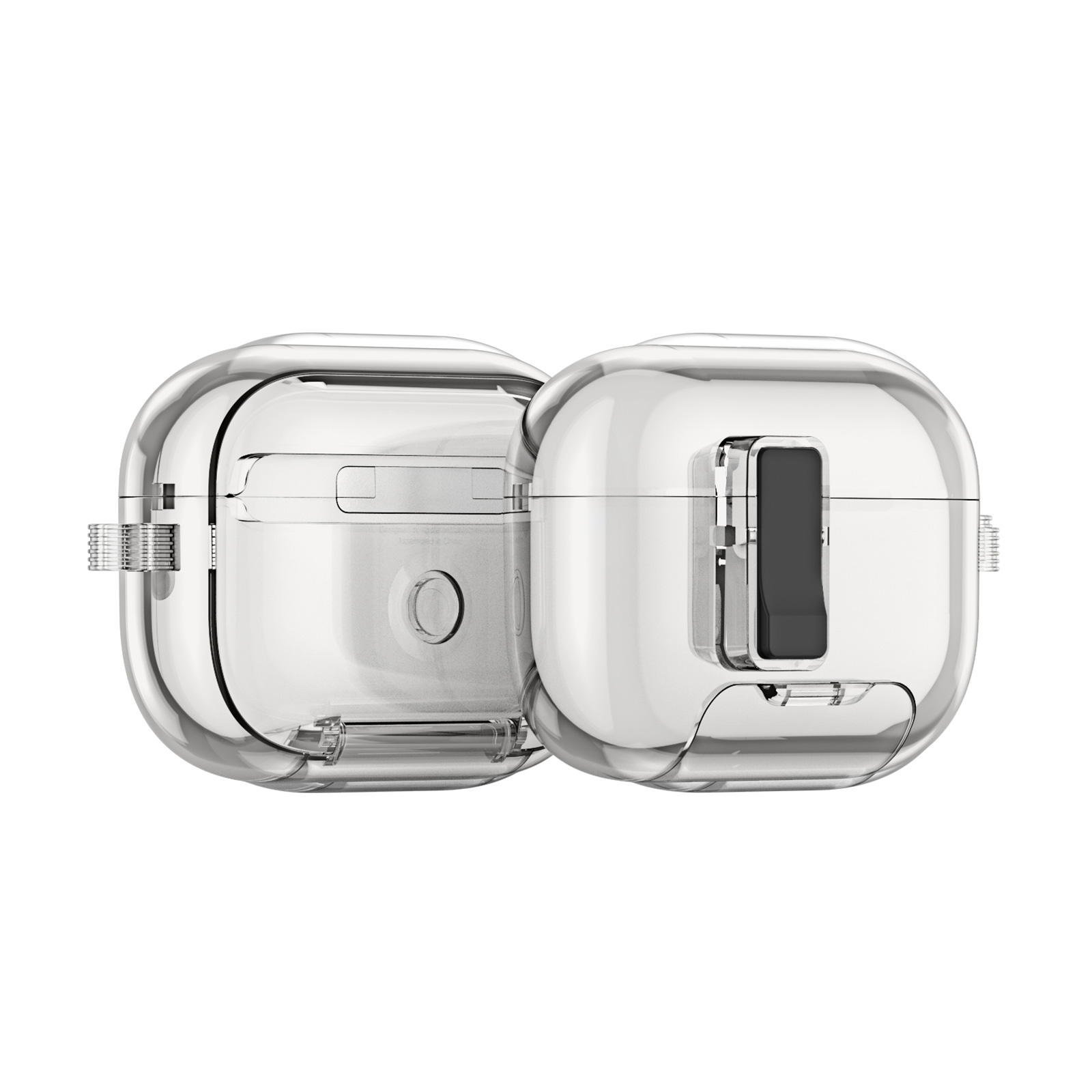 DUX DUCIS For AirPods Pro 2 Earphone Case PECR Series PC+TPU Cover with Phone Holder and Hook - Transparent Black