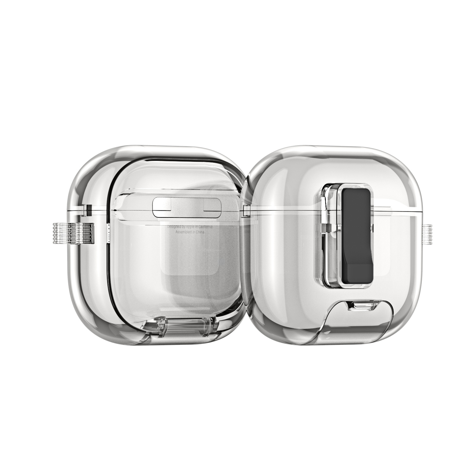 DUX DUCIS For AirPods 5 / 4 Earphone Case PECR Series PC+TPU Cover with Phone Holder and Hook - Transparent Black