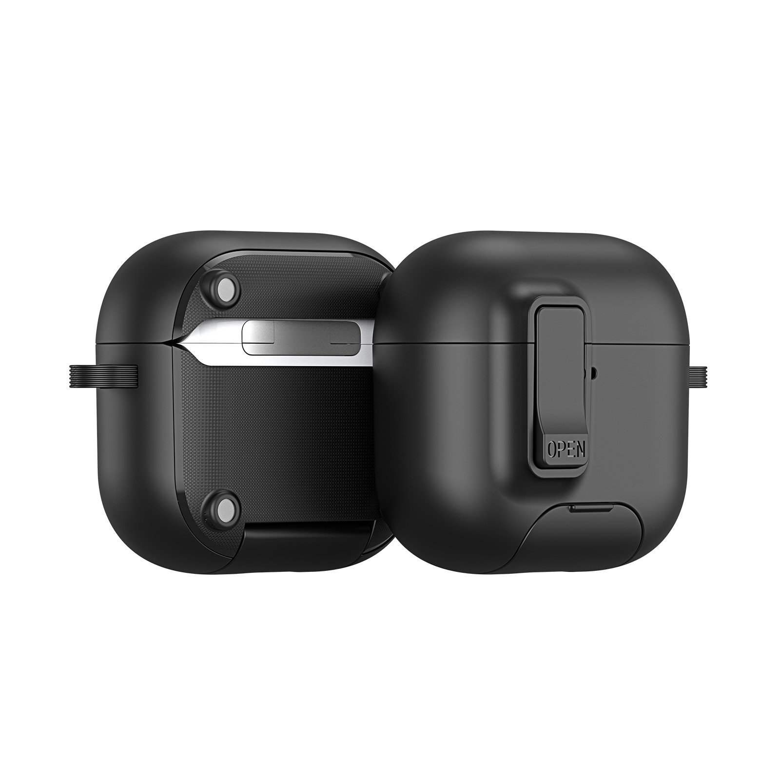 DUX DUCIS For AirPods 5 / 4 Earphone Case  PECQ Series Multi-Angle Stand PC+TPU Cover with Hook - Black