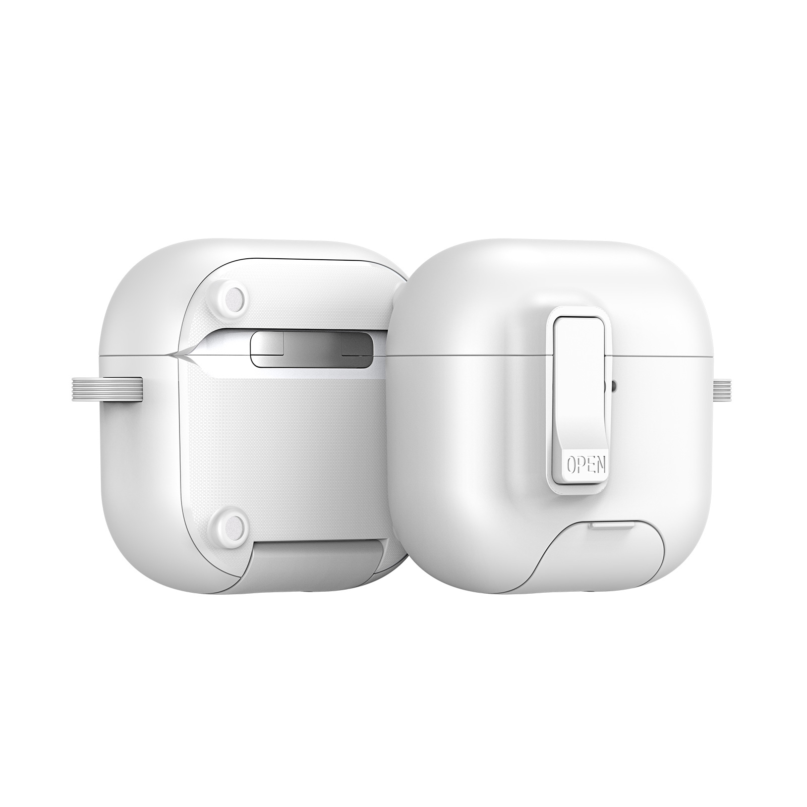 DUX DUCIS For AirPods 5 / 4 Earphone Case  PECQ Series Multi-Angle Stand PC+TPU Cover with Hook - White