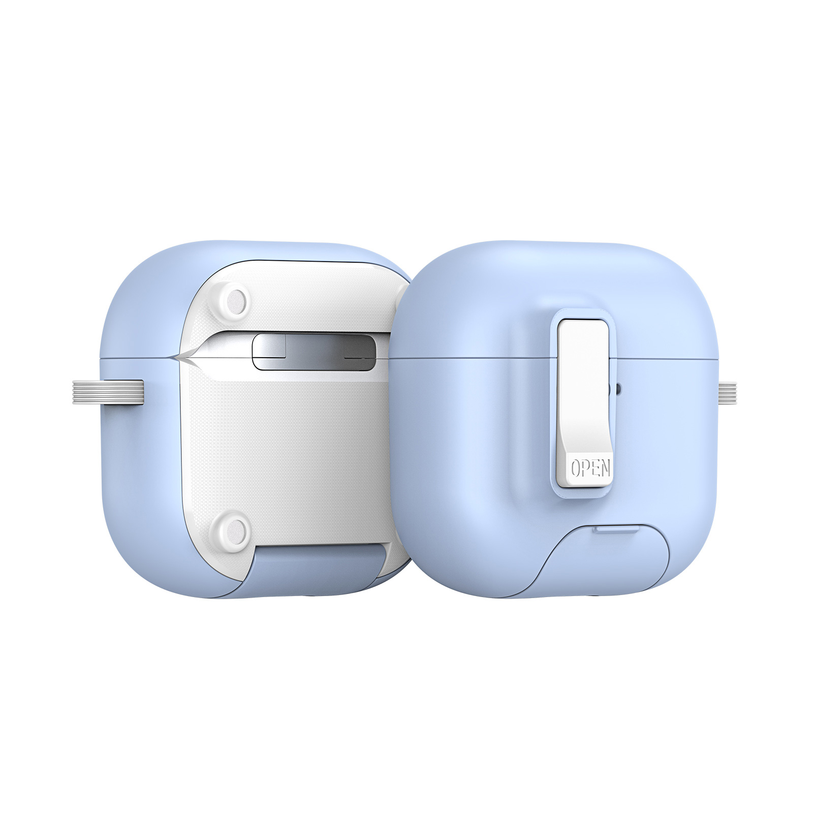 DUX DUCIS For AirPods 5 / 4 Earphone Case  PECQ Series Multi-Angle Stand PC+TPU Cover with Hook - Blue White