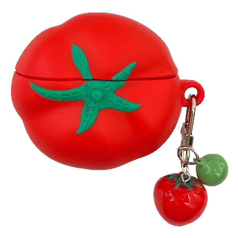 For Apple AirPods 3 Cute Tomato Shape Silicone Protective Case with Pendant Dust Proof Earphone Cover
