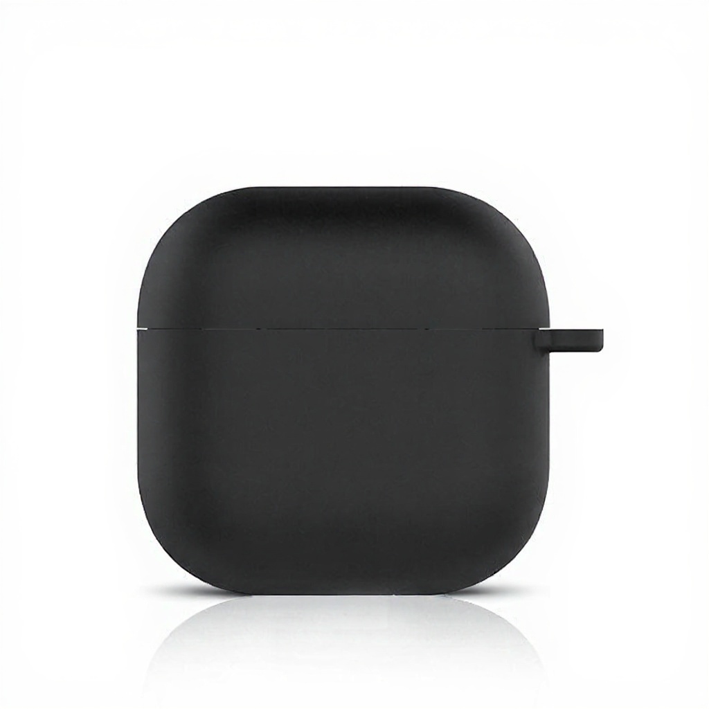 For AirPods 5 / 4 Silicone Case Ultra Thin 1.5mm Protective Cover With Carabiner Hook Wireless Charging Compatible - Black