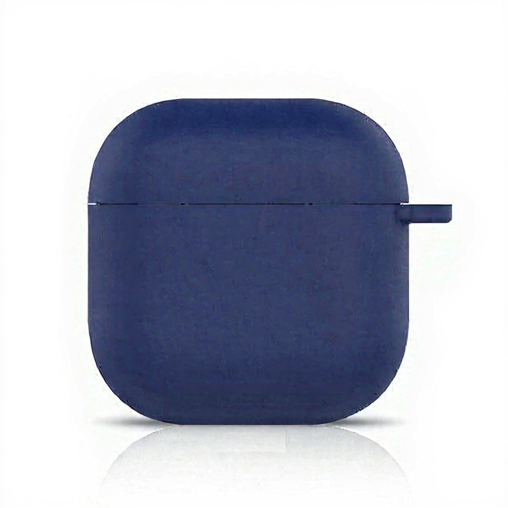 For AirPods 5 / 4 Silicone Case Ultra Thin 1.5mm Protective Cover With Carabiner Hook Wireless Charging Compatible - Navy Blue