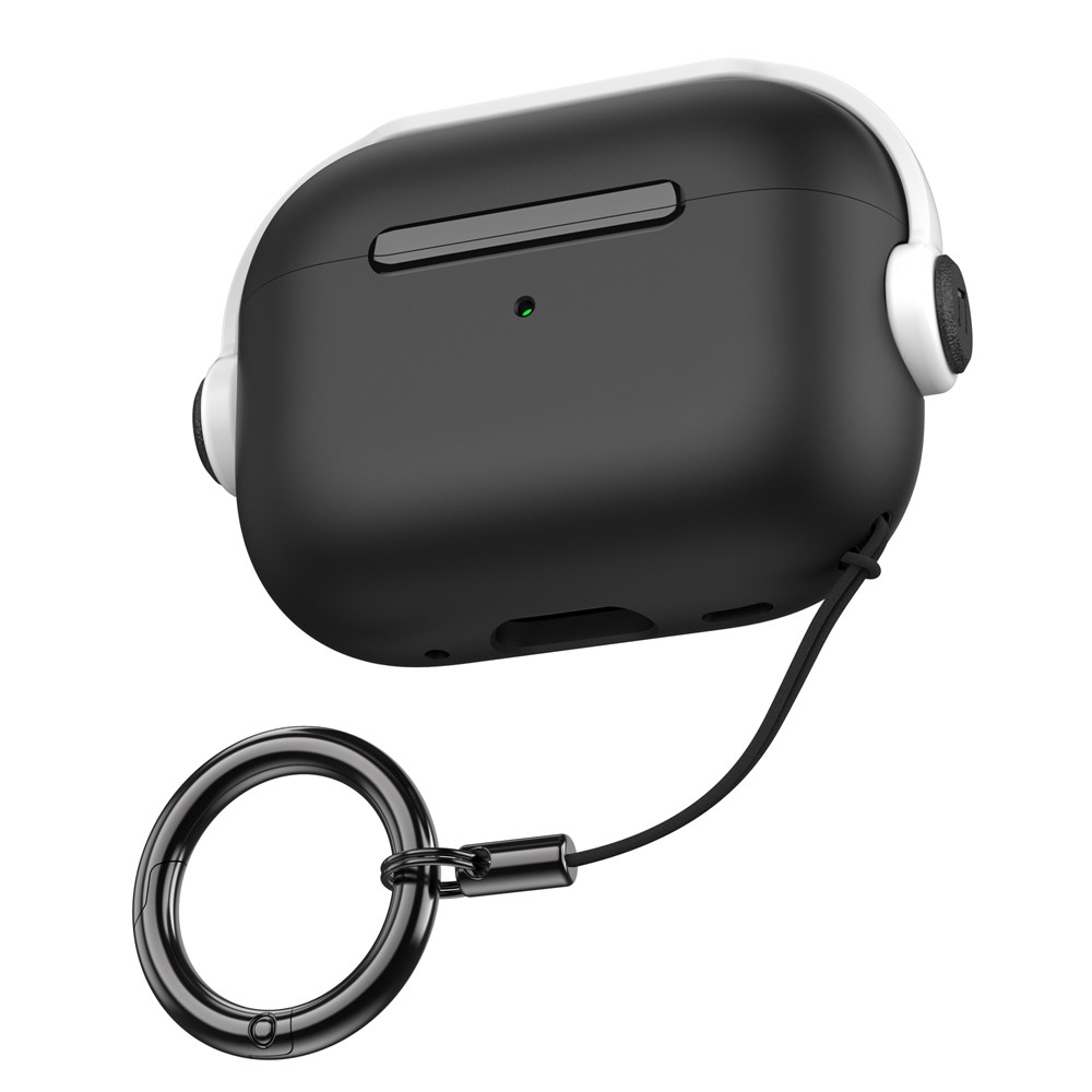 AHASTYLE WG109 For Apple AirPods Pro / Pro 2 Case TPU Bluetooth-Compatible Earphone Protective Cover with Strap - Black + White