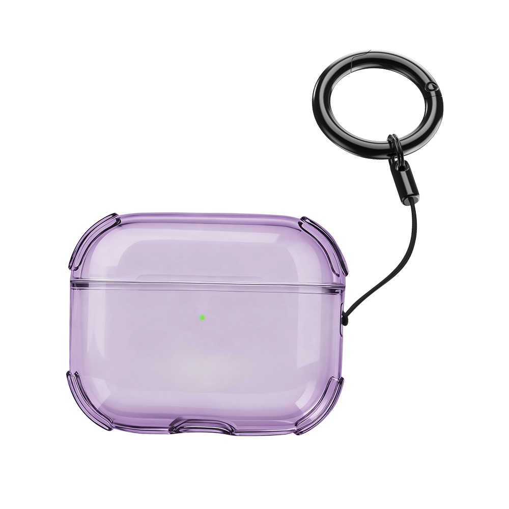 Bulk Purchasing For Apple AirPods Pro Case Ultra Thin Matte TPU Earbuds Protective Cover with Strap Ring - Purple