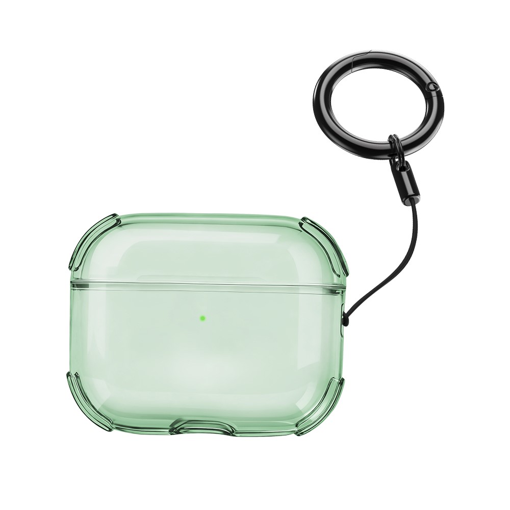 Bulk Purchasing For Apple AirPods Pro Case Ultra Thin Matte TPU Earbuds Protective Cover with Strap Ring - Green