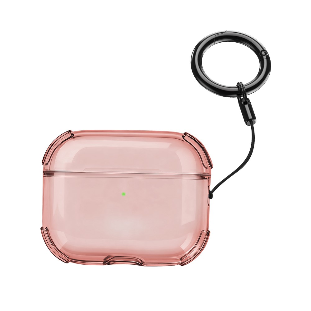 Bulk Purchasing For Apple AirPods Pro Case Ultra Thin Matte TPU Earbuds Protective Cover with Strap Ring - Pink