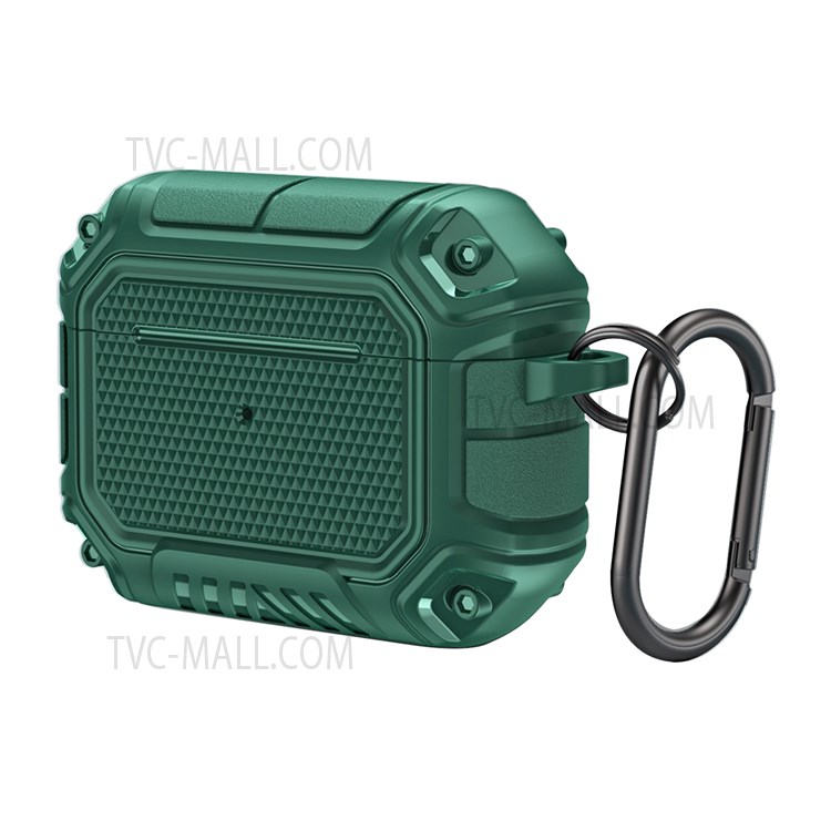 Soft TPU Case Wireless Earphone Protective Cover with Buckle for AirPods 3 - Green-1