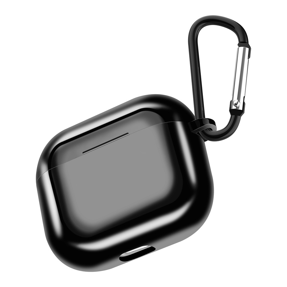 Plating TPU Soft Cover Shockproof Full Protective Case with Keychain for AirPods 3 - Black-4