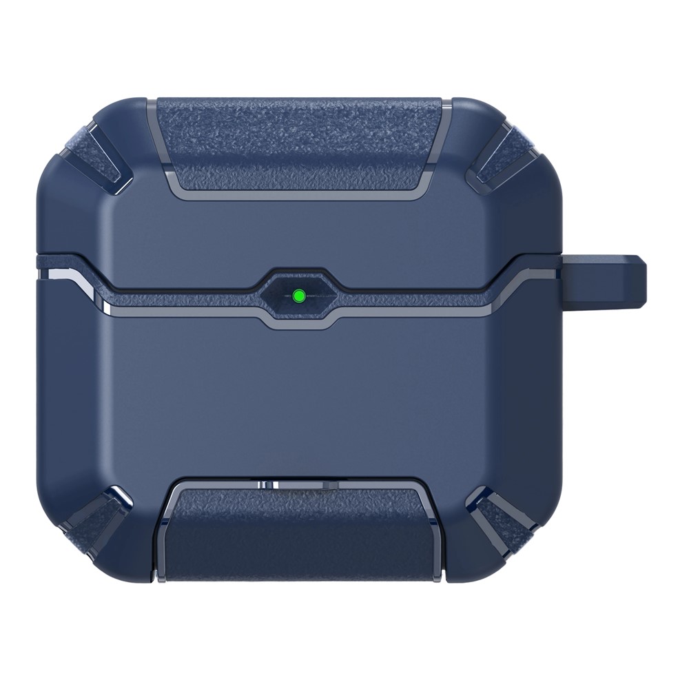 For AirPods 4 with ANC Case Foldable Stand TPU PC Earbuds Cover with Carabiner - Blue