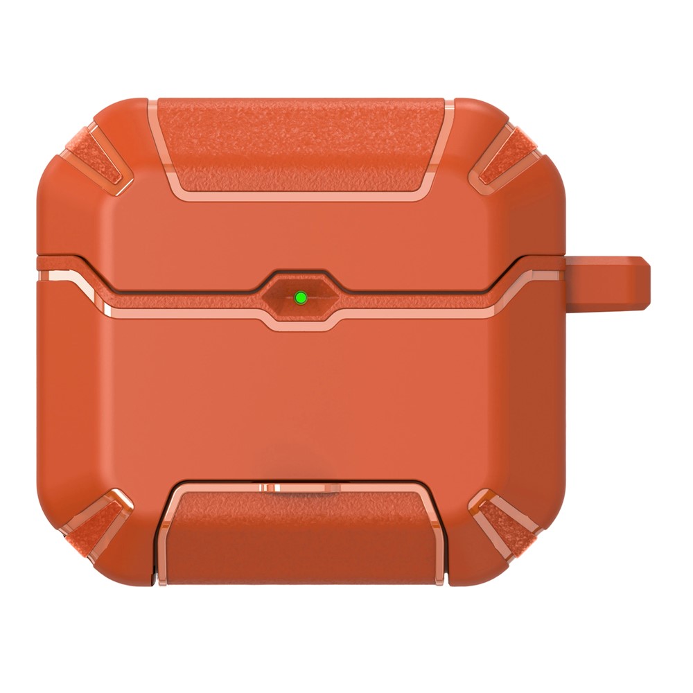 For AirPods 4 with ANC Case Foldable Stand TPU PC Earbuds Cover with Carabiner - Orange