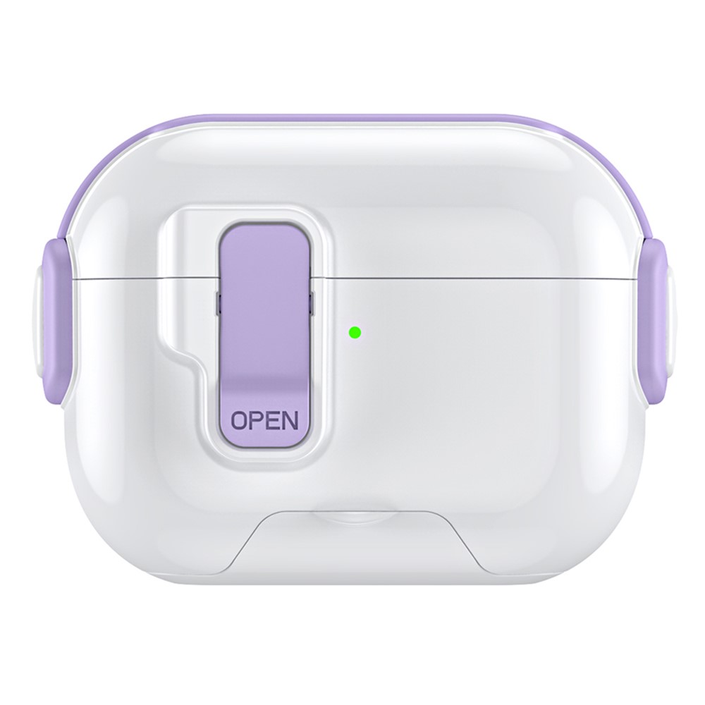 For Apple AirPods Pro Case with Phone Stand Function TPU PC TWS Earbuds Protective Cover - Purple