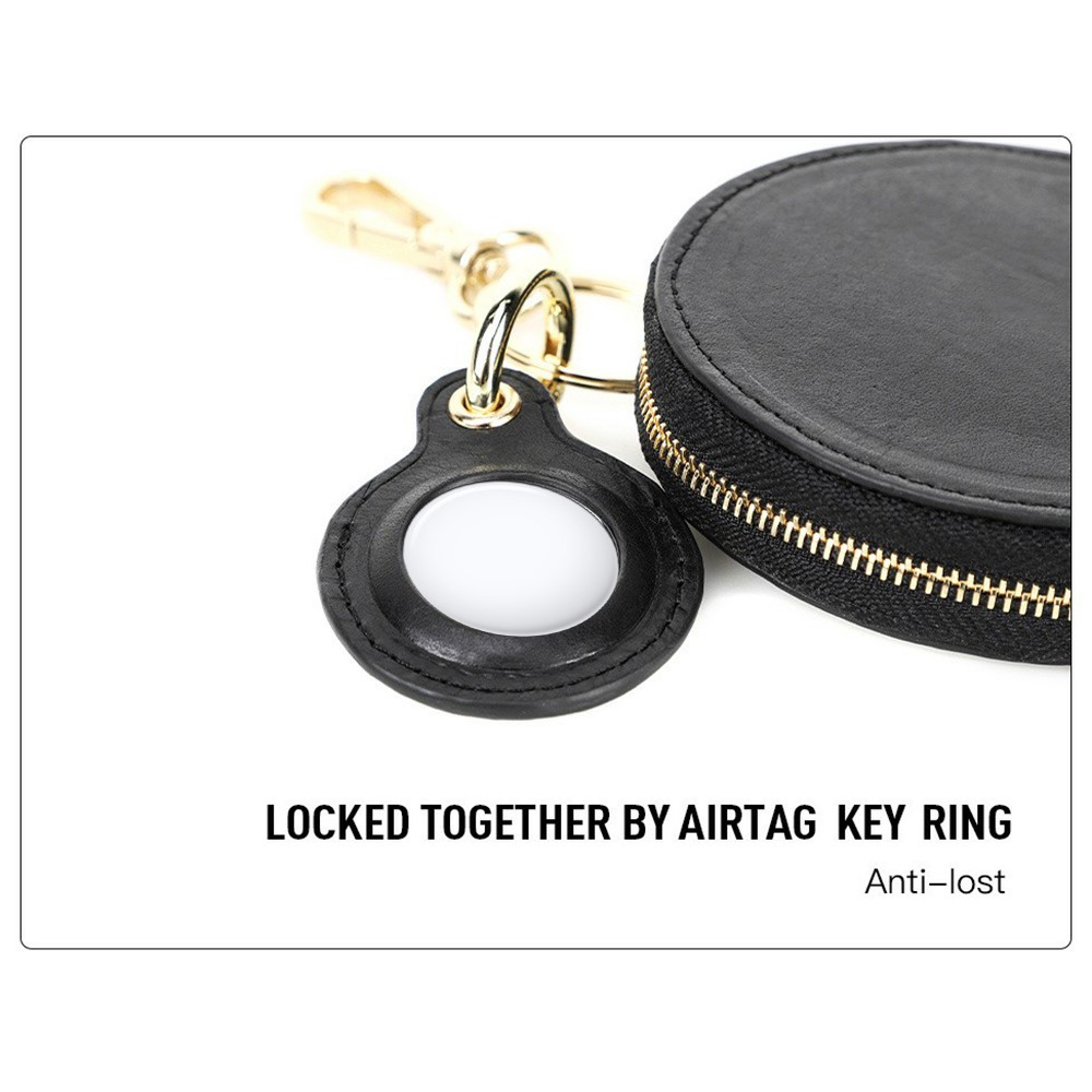 CONTACTS FAMILY 2 in 1 Genuine Leather Protective Case for AirPods 1/2/3/Pro AirTag - Black-6