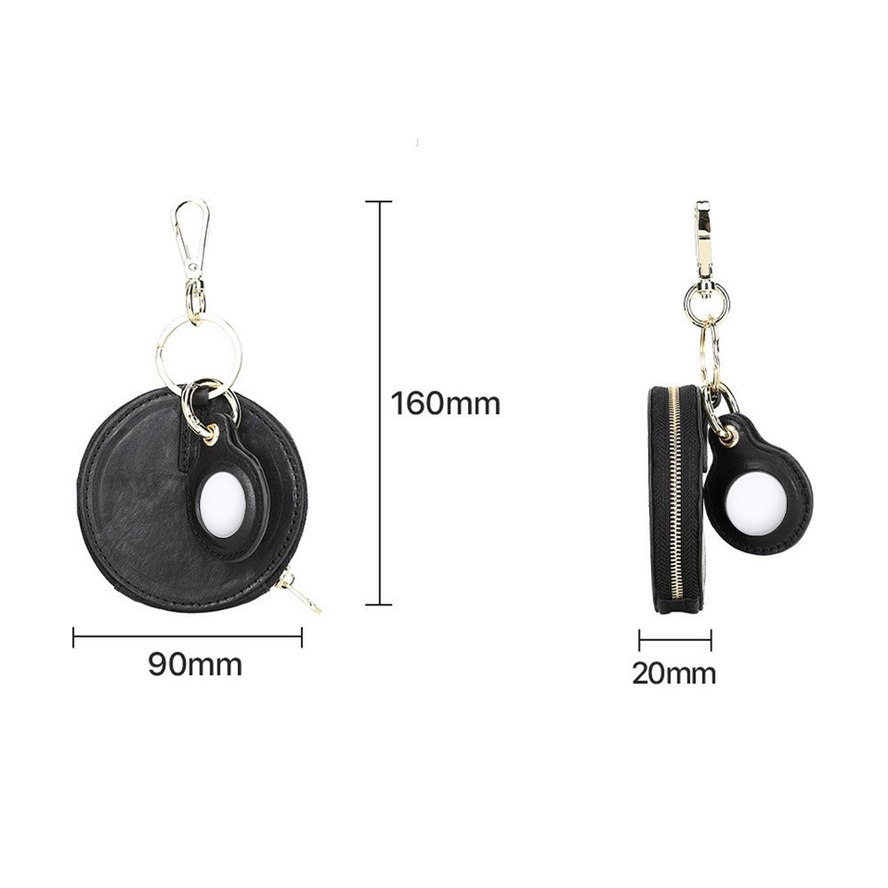 CONTACTS FAMILY 2 in 1 Genuine Leather Protective Case for AirPods 1/2/3/Pro AirTag - Black-9