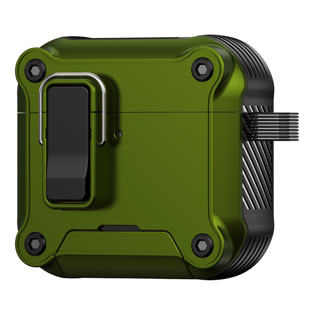 For AirPods 5 / 4 Earphone Case with Lock Phone Stand Magnetic Automatic Lock Cover - Army Green