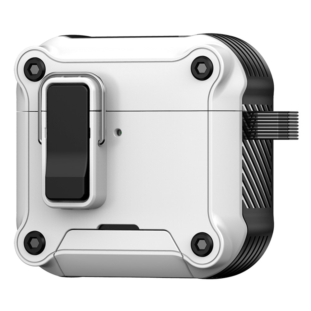 For AirPods 5 / 4 Earphone Case with Lock Phone Stand Magnetic Automatic Lock Cover - White