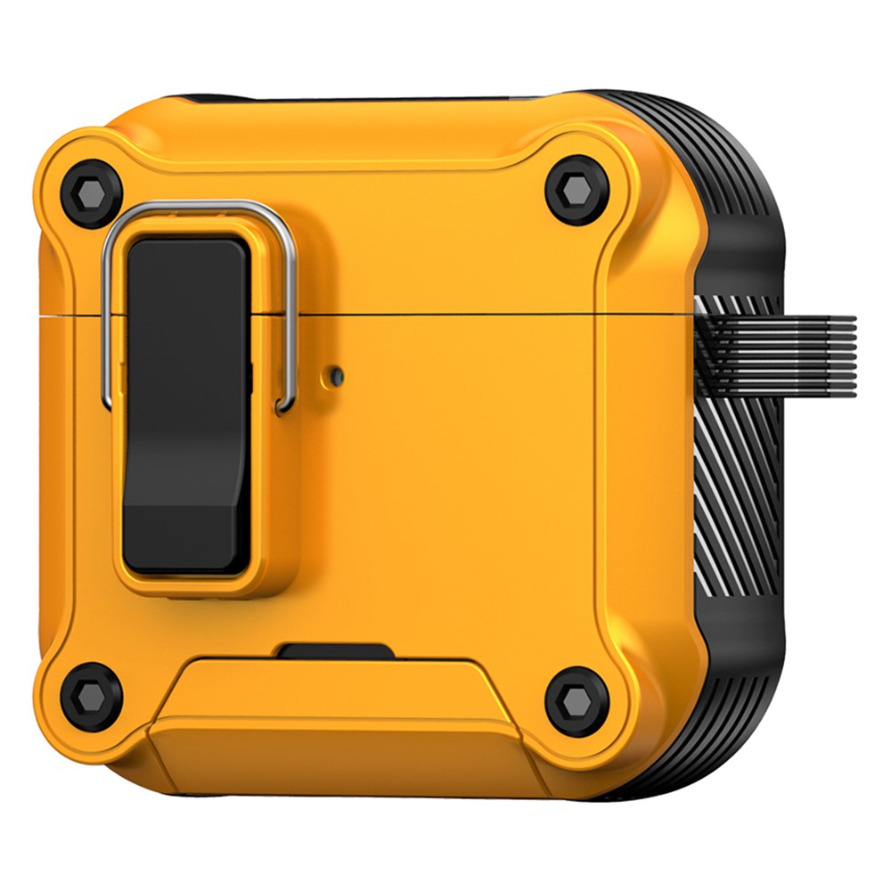 For AirPods 5 / 4 Earphone Case with Lock Phone Stand Magnetic Automatic Lock Cover - Yellow