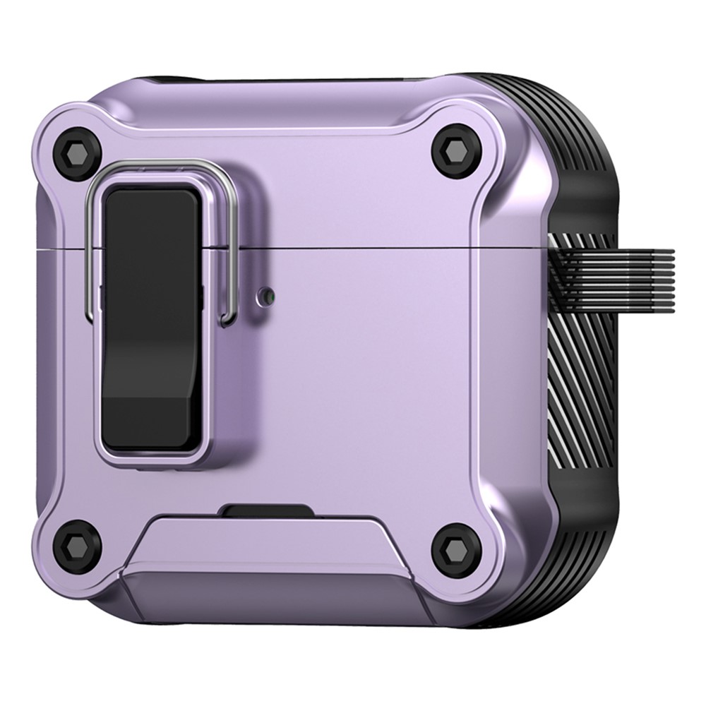For AirPods 5 / 4 Earphone Case with Lock Phone Stand Magnetic Automatic Lock Cover - Purple